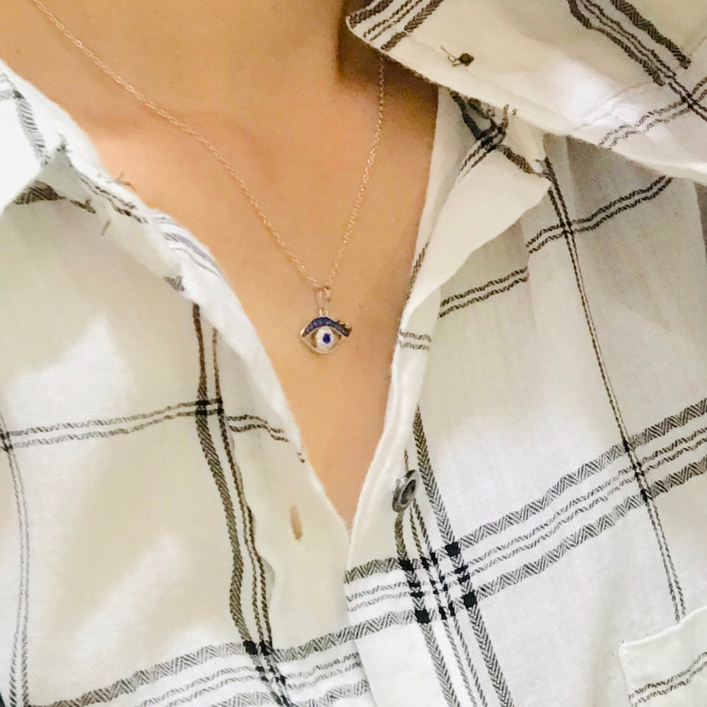 NEW 925 Sterling Silver Evil Eye Pendant Necklace